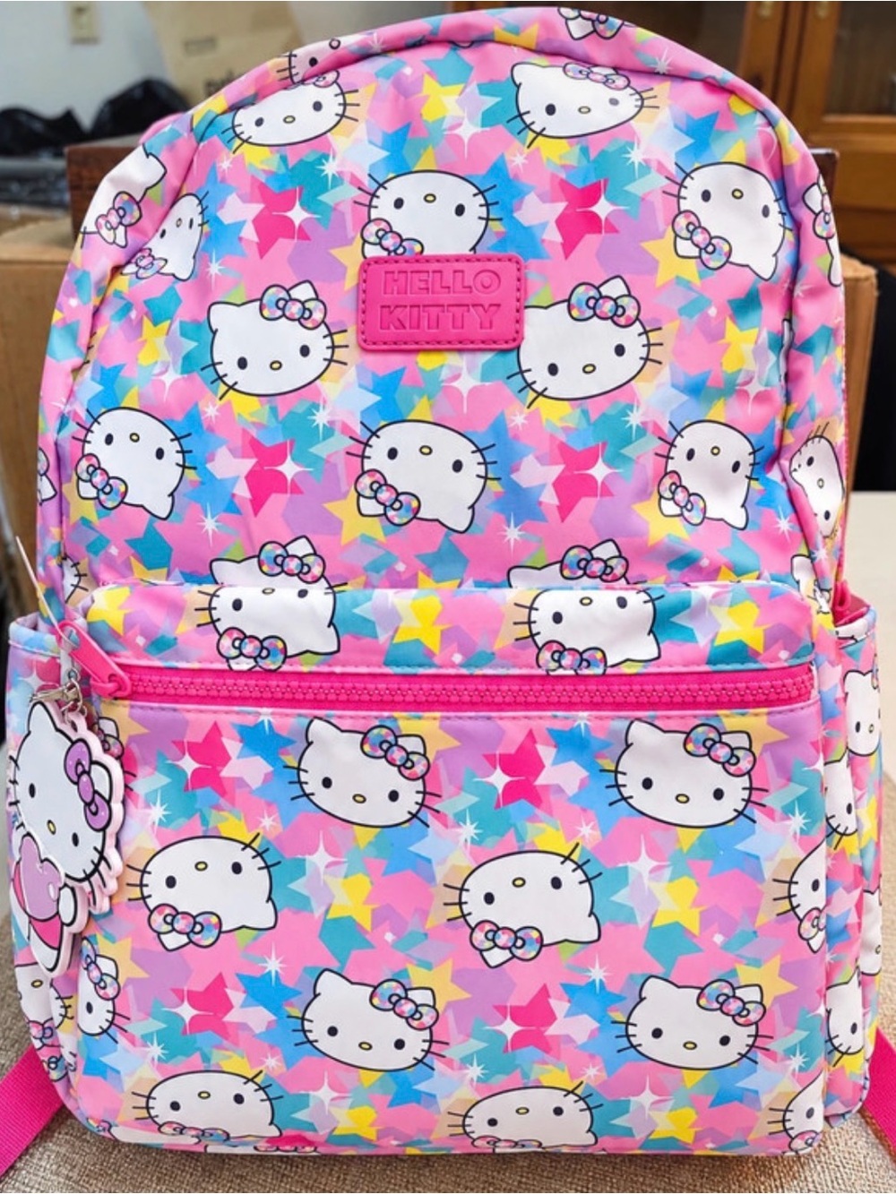 Hello Kitty Pink Multicolor Star Print Kids Backpack